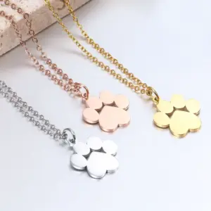 Wholesale Jewelry Modern Style Paw Print 304 Stainless Steel Plating Pendant Necklace Cable Chain