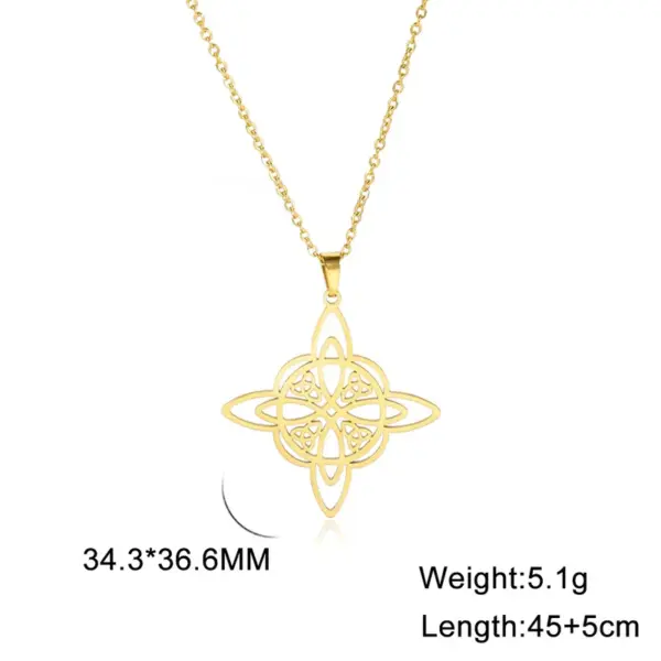 Wholesale Korean Style One-piece Delivery Personalized Witch Double-layer Celtic Triangle Pendant 304 Stainless Steel Necklace