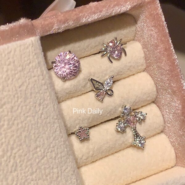 oly-f36f7732d97b81d7ac7b72680fabd0f4 Wholesale Pink zircon cross ear bone nail titanium steel screw fireworks cut ear nail niche design butterfly earrings