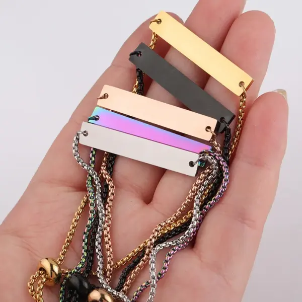 304 Stainless Steel Customization Laser Engraving Solid Color PVD Coated 18K Real Gold Plated Simple Style Waterproof Non Tarnish Plating Bracelets