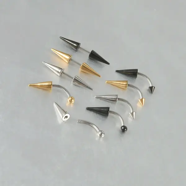 1 Piece 304 Stainless Steel Stone-Free Casual Exaggerated Simple Style Eyebrow Studs Solid Color Gold Steel Color Black Plating Vacuum Plating 18K Gold Plated Eyebrow Studs Ear Cartilage Rings & Studs