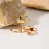 Wholesale 304 Stainless Steel Heart Shape PVD Coated Zircon 18K Real Gold Plated Vacation Modern Style IG Style Waterproof Non Tarnish Inlay Red Open Rings