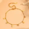 Wholesale 304 Stainless Steel Round Water Droplets Eye PVD Coated Rhinestones Shell 18K Real Gold Plated Cute Sweet Waterproof Non Tarnish Inlay Gold Bracelets Necklace