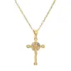 Wholesale Ig Style Simple Style Cross Copper Plating Inlay Zircon Gold Plated Pendant Necklace