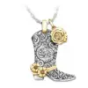 Wholesale Novelty Artistic Angel Feather Boots Alloy Copper Rhinestones Pendant Necklace In Bulk