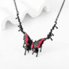 Wholesale Cross-border Europe and the United States new necklace personality exaggerated oil drop black powder butterfly necklace foreign trade jewelry factory direct sales