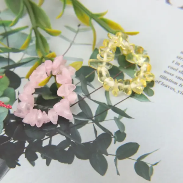 Women'S Metal Beaded Healing Geometric Natural Stone Rings Healing Crystals Jewelry