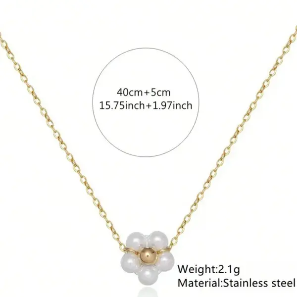 304 Stainless Steel Plastic Flower Ion Plating (IP) Plastic 18K Gold Plated Sweet Waterproof Non Tarnish Inlay Regular Chain Multicolor-Golden Yellow Pendant Necklace