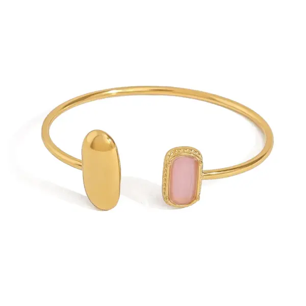 Wholesale PVD Coated Real Gold Plated Geometric Titanium Steel Vintage Style Classic Style Waterproof Non Tarnish Titanium Steel Bangle