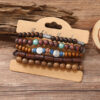 Wholesale Vintage Multi-Piece Wooden Bead Bracelet Set