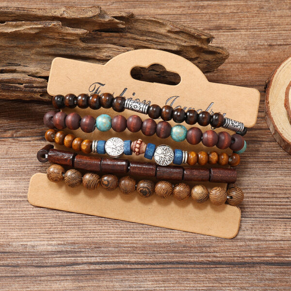 Wholesale Vintage Multi-Piece Wooden Bead Bracelet Set