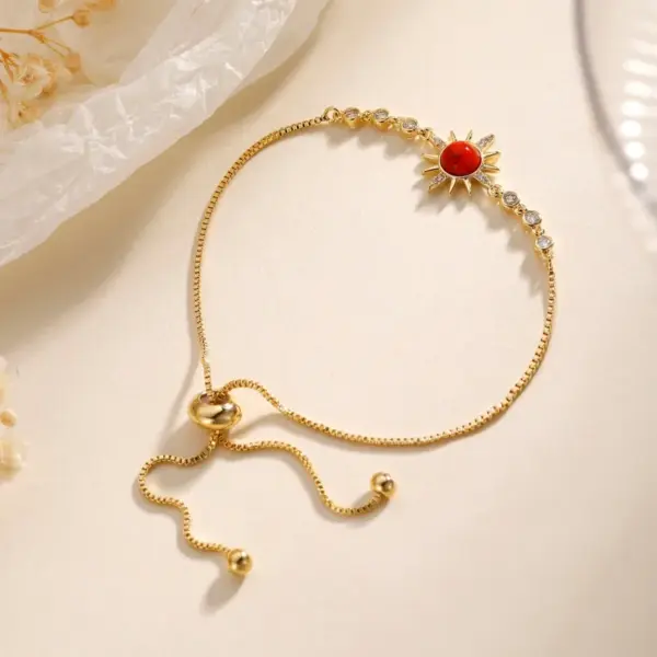 Wholesale Copper 18K Gold Plated Basic Modern Style Classic Style Plating Inlay Sun Turquoise Zircon Bracelets