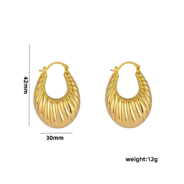 Wholesale PVD Coated Real Gold Plated C Shape Geometric Stainless Steel Casual Elegant Waterproof Non Tarnish Ear Studs