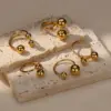 Wholesale PVD Coated Real Gold Plated Solid Color 304 Stainless Steel Vacation Simple Style Waterproof Non Tarnish Open Rings