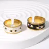 Wholesale PVD Coated Real Gold Plated 18K Gold Eye 304 Stainless Steel Punk Waterproof Non Tarnish Open Rings