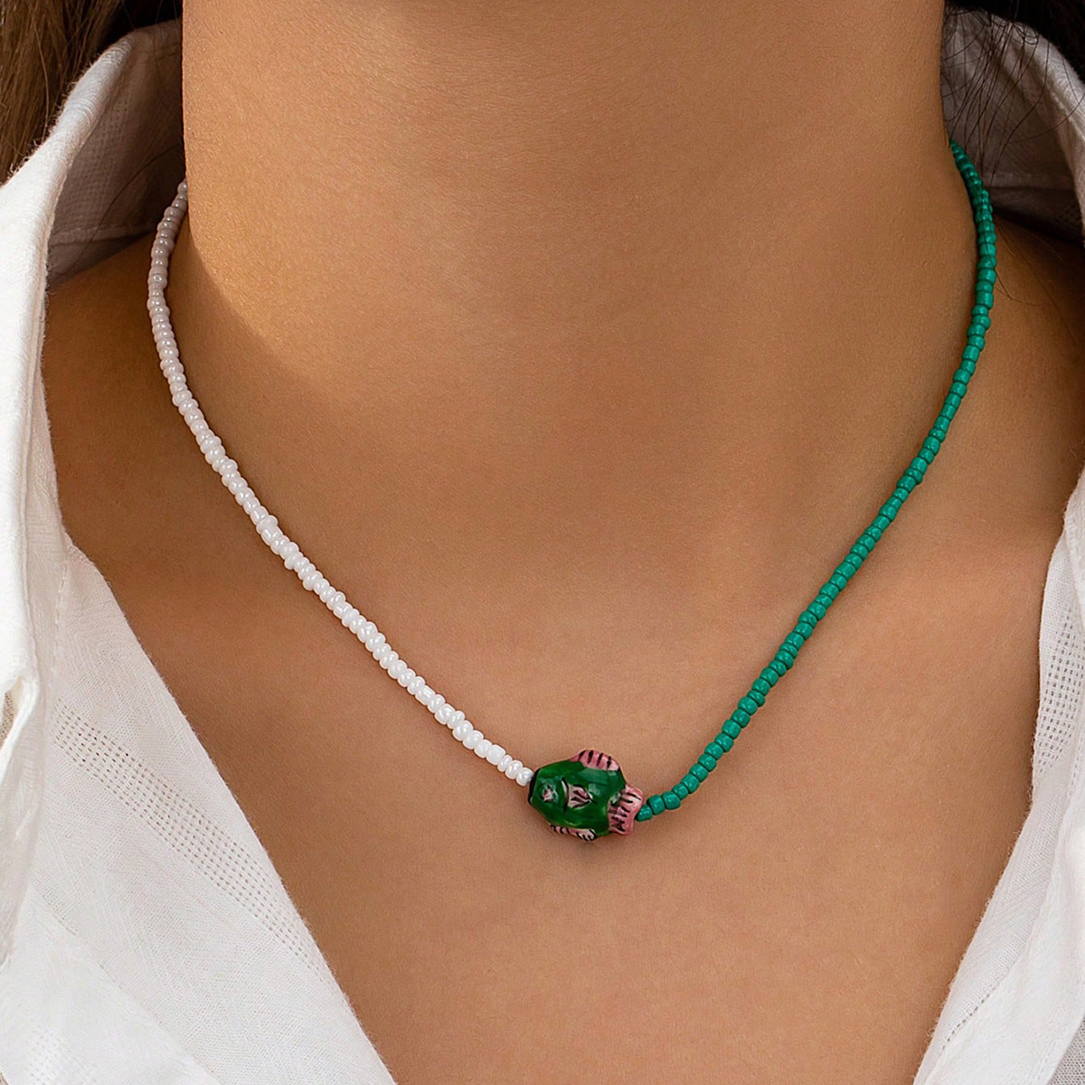 Wholesale Bohemian glass beaded fish necklace