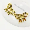 304 Stainless Steel Bow Knot Electroplating Golden Plated Elegant Waterproof Non Tarnish Gold Ear Studs
