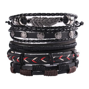 Wholesale Vintage multi-layered cowhide punk bracelet
