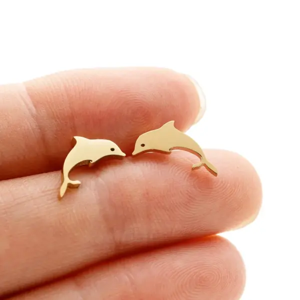PVD Coated 18K Gold Real Gold Plated Clouds Dolphin Skates 304 Stainless Steel French Style Modern Style Sweet Waterproof Non Tarnish Ear Studs