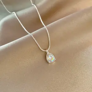 B39 Six-Claw Diamond Silver Necklace-X1050 Silver