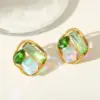 Wholesale 1 Pair Elegant Cute Simple Style Geometric Square Water Droplets Plating Inlay 304 Stainless Steel Zircon 18K Gold Plated Ear Studs
