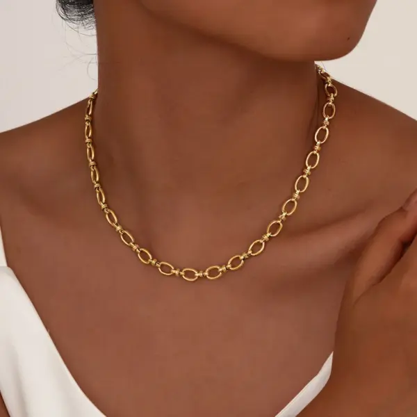 Wholesale PVD Coated Real Gold Plated 18K Solid Color 201 Stainless Steel Simple Style Classic IG Waterproof Non Tarnish Necklace