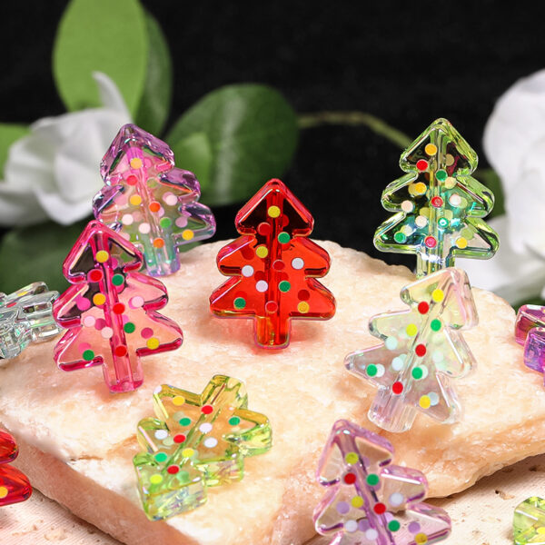 Wholesale Double sided polka dot Christmas tree bead