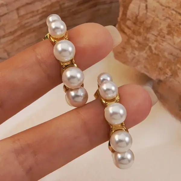 304 Stainless Steel Plastic C Shape Electroplating Acrylic Golden Plated Casual Novelty Classic Style Waterproof Non Tarnish Inlay Earrings