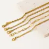 Simple Style Solid Color 304 Stainless Steel 18K Gold Plated Twisted Rope Chain Snake Chain Bracelets Chain Bracelet In Bulk