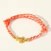 Sweet Cute Stainless Steel 18K Gold Turtle Pendant Colorful Handmade Woven Rope Bracelet Jewelry Simple Style Versatile Ocns
