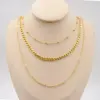 Wholesale Ferroalloy Solid Color Vacuum Plating Real Gold Plated Modern Style Classic Style Waterproof Non Tarnish Handmade Plating Cuban Link Chain Gold Three Layer Necklace