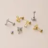 1 Piece 316L Stainless Steel Copper Zircon Ear Cartilage Rings & Studs Flower Butterfly Fish Tail Waterproof Non Tarnish Surgical Steel
