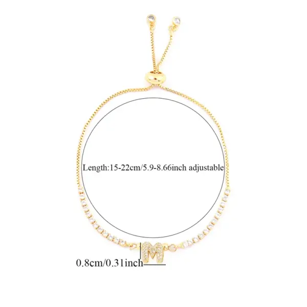 Wholesale Jewelry Elegant Simple Style Letter Copper Zircon Bracelets Box Chain Tennis Chain