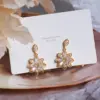 Wholesale Korean Copper Micro-set Zircon Crystal Flower Earrings Female