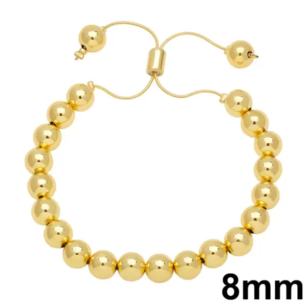 Wholesale Basic Fashion Simple Style Round Copper Beaded Plating 18k Gold Plated Bracelets