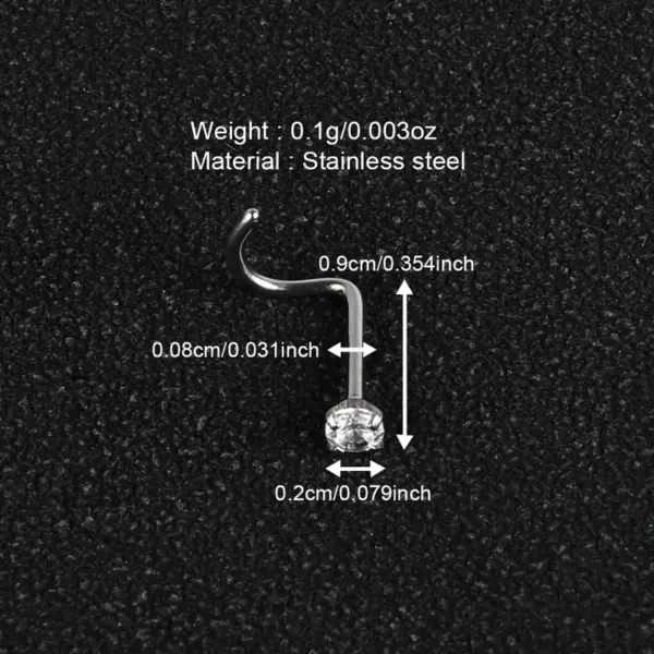 1 Piece Nose Rings & Studs Simple Style Classic Style Geometric 303 Stainless Steel Polishing Inlay Zircon Nose Rings & Studs Nose Pin