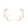 Wholesale PVD Coated 18K Gold Real Gold Plated Star Moon 304 Stainless Steel Simple Style Waterproof Non Tarnish Ear Studs