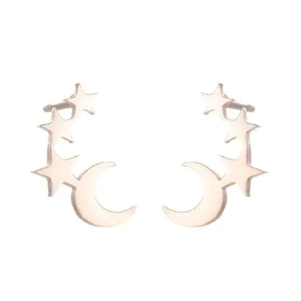Wholesale PVD Coated 18K Gold Real Gold Plated Star Moon 304 Stainless Steel Simple Style Waterproof Non Tarnish Ear Studs
