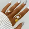 Wholesale Ion Plating (IP) Real Gold Plated 18K Gold Geometric 304 Stainless Steel Casual Simple Style Waterproof Non Tarnish Adjustable Ring