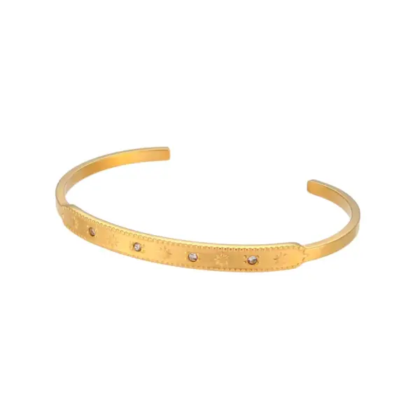 PVD Coated Real Gold Plated 18K Gold Star Stainless Steel Fashion Waterproof Non Tarnish 304 Stainless Steel Bangle
