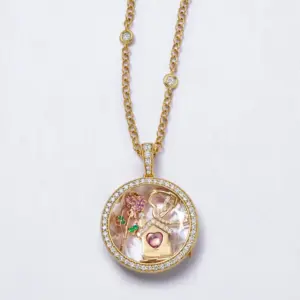 Full Diamond Round Box Necklace - Empty Box