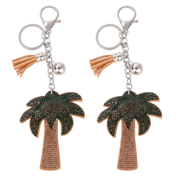 Wholesale 4pcs Creative coconut tree drilling hot picture keychain