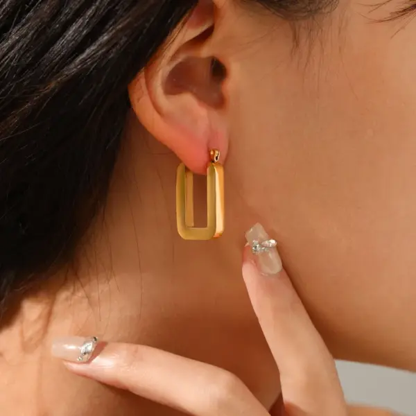 1 Pair IG Style Simple Style Solid Color Plating 304 Stainless Steel Stainless Steel Earrings