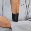 Wholesale 304 Stainless Steel Solid Color PVD Coated 18K Real Gold Plated Elegant Simple Style Waterproof Non Tarnish Plating Bracelets Necklace