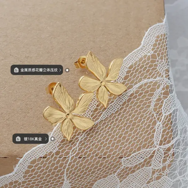 Wholesale French Style Geometric Plating 304 Stainless Steel No Inlaid 18K Gold Plated Earrings