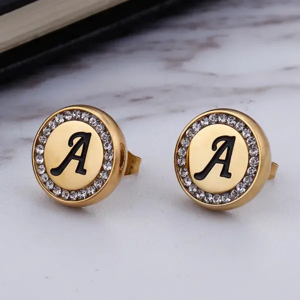 Wholesale PVD Coated 18K Gold Plated Letter Stainless Steel Sweet Waterproof Non Tarnish Earrings Necklace