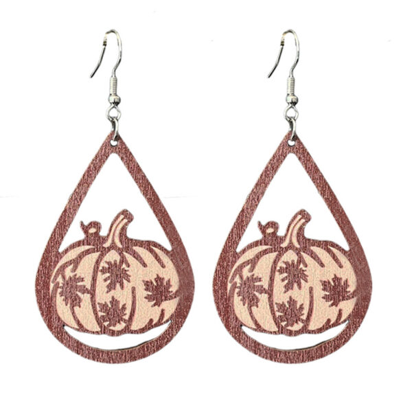Wholesale Thanksgiving turkey pumpkin wooden earrings