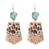 Wholesale Amazon Trendy Leopard Print Long Leather Small Fresh Full Diamond Women Earrings Exaggerated Earrings earrings