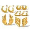 304 Stainless Steel Triangle Croissant Rhombus PVD Coated 18K Real Gold Plated 18K Gold Elegant Vintage Style Waterproof Non Tarnish Pleated Gold Silver Ear Studs