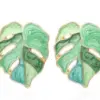 1 Pair Vacation Leaf Plating Inlay Metal Pearl Ear Studs